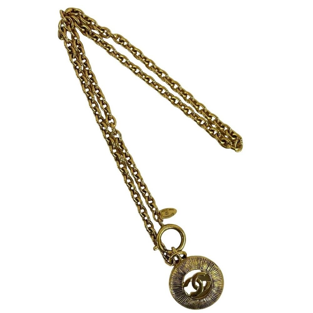 CHANEL Vintage Gold Logo Necklace